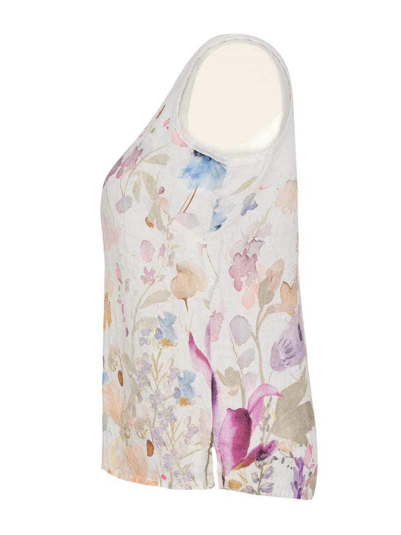 Watercolor Floral Linen Tank