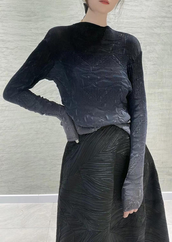 Gray Pleated Longsleeve Top