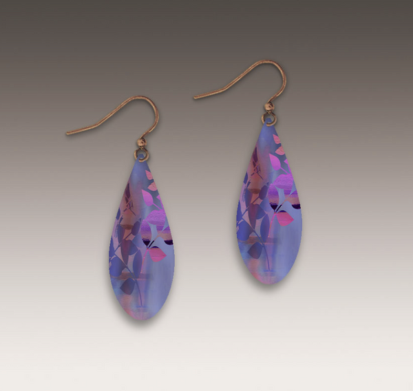 Purple Tear Drop Earring