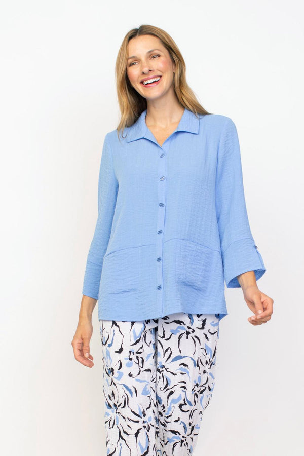 Cornflower Textured Button Top