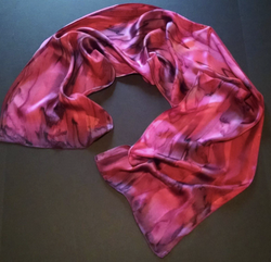 Red Autumn Handpainted Silk Scarf