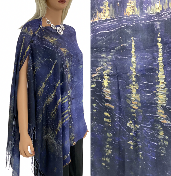 Van Gogh Over the Rhone Button Shawl
