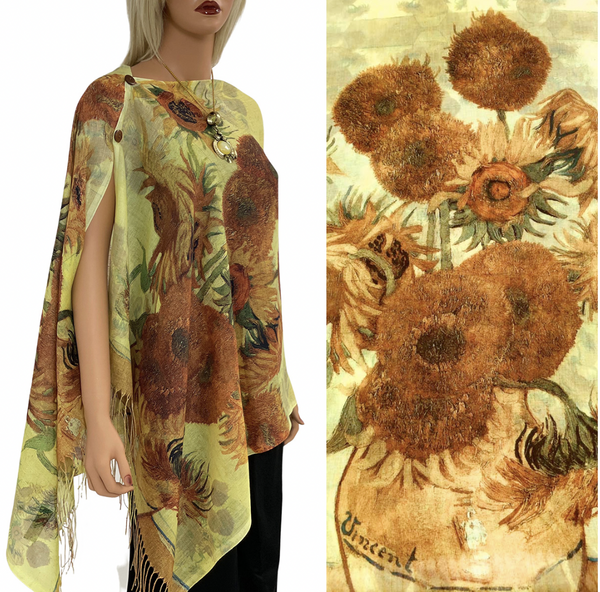 Van Gogh Sunflower Button Shawl