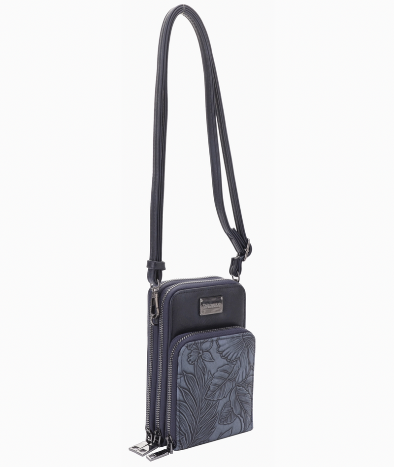 Navy Embossed Small Bag