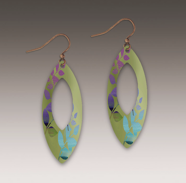 Lime Floral Hoop Earring