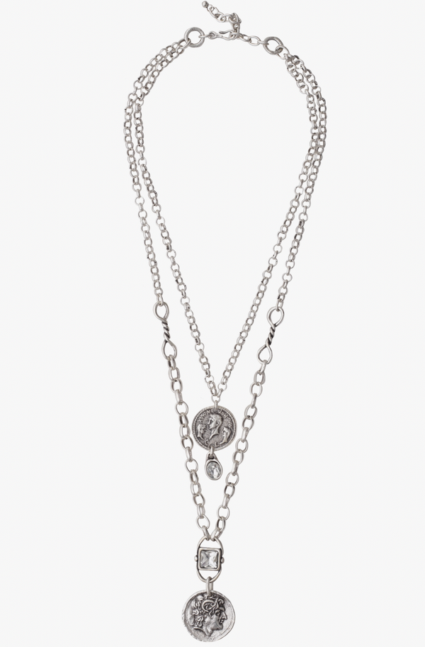Long Double Layer Coin Necklace