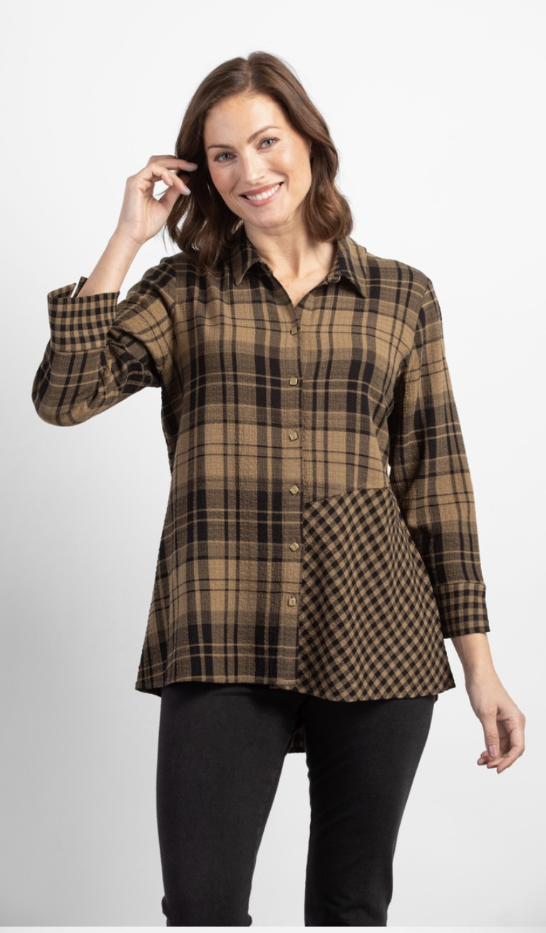 Fawn Plaid Top