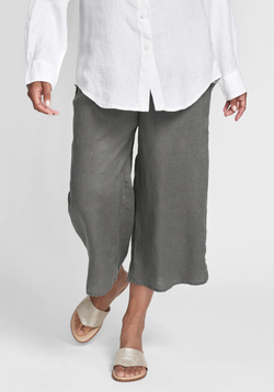 Grey Crop Linen Pant
