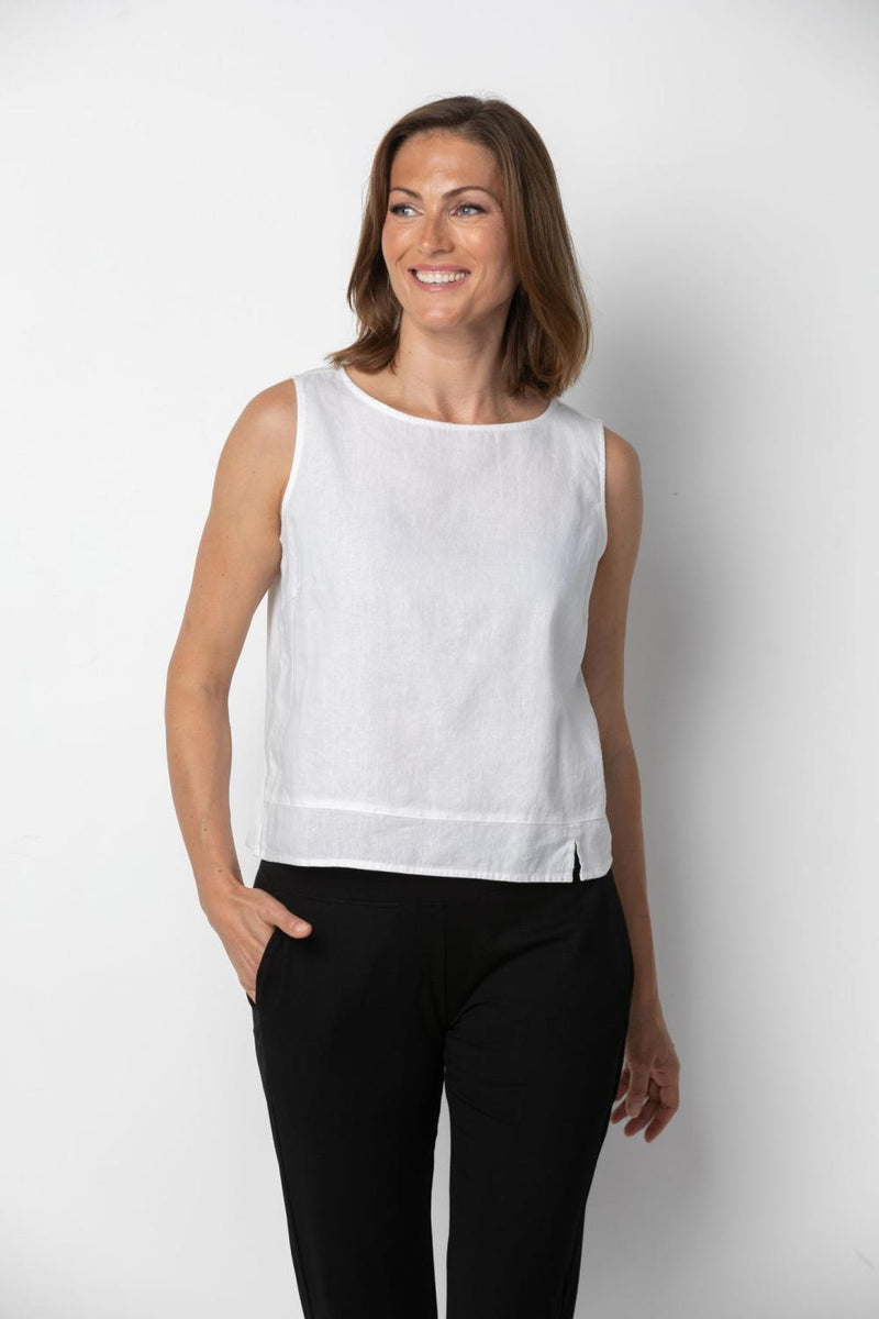 White Boatneck Tank