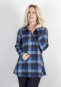 Blue Plaid Zip Tunic