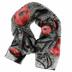 Red Circles Velvet Scarf