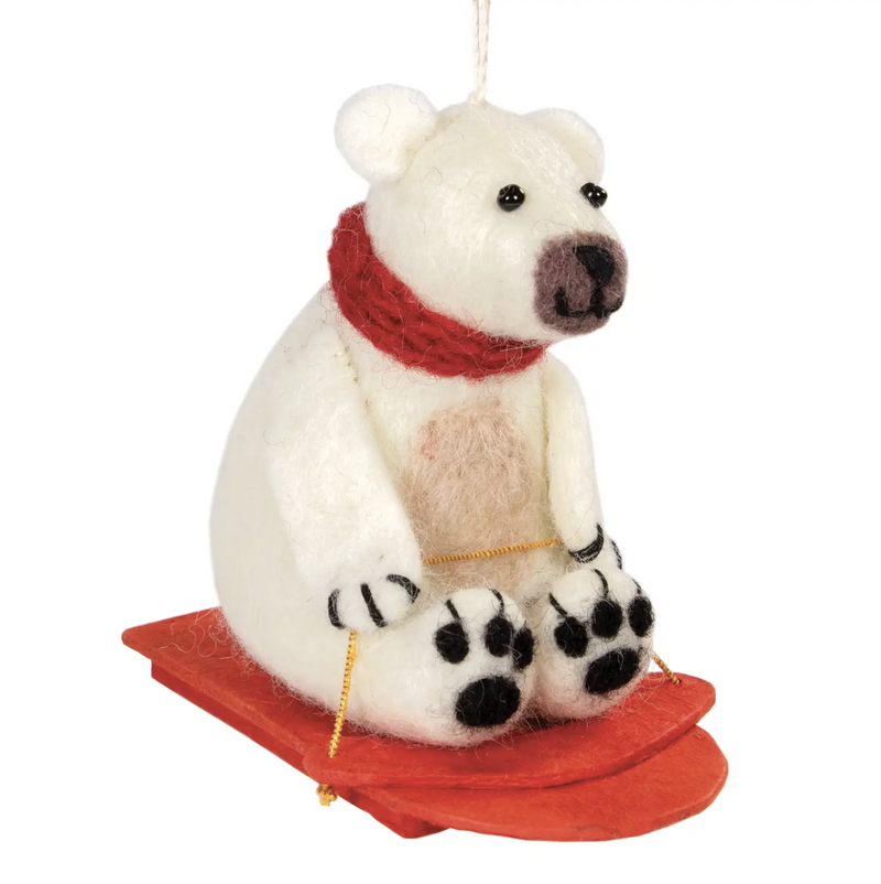 Sledding Polar Bear Ornament