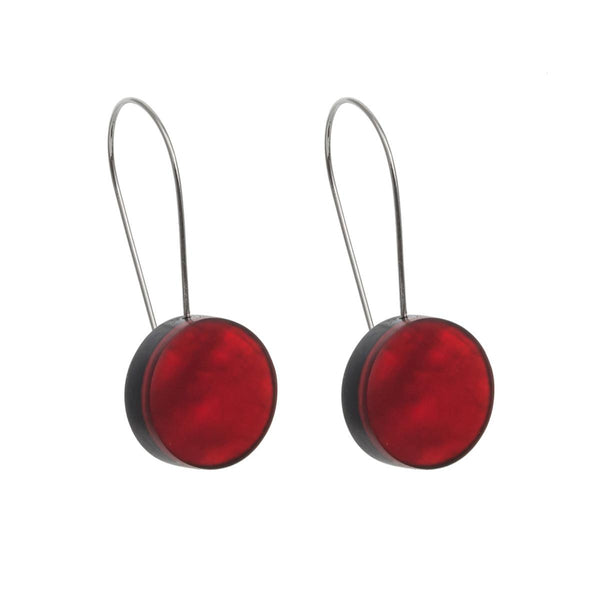 Red Circle Drop Earring