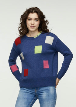 Indigo Squares Sweater