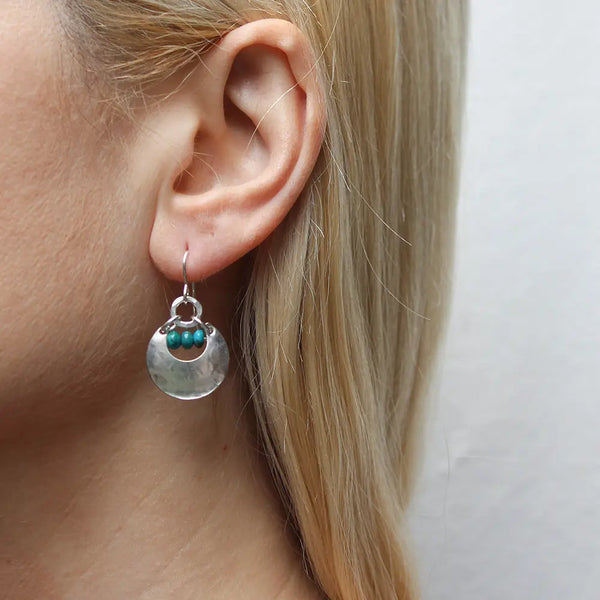 Silver Crescent Turq Earring