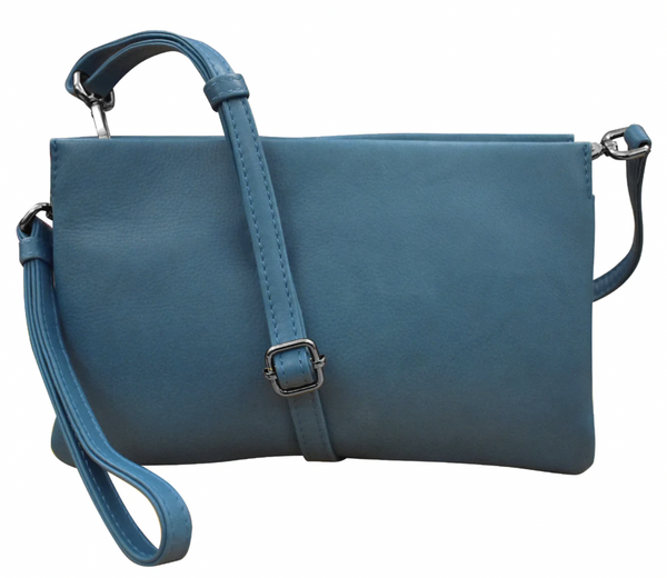 Jeans Blue Triple Compartment Clutch