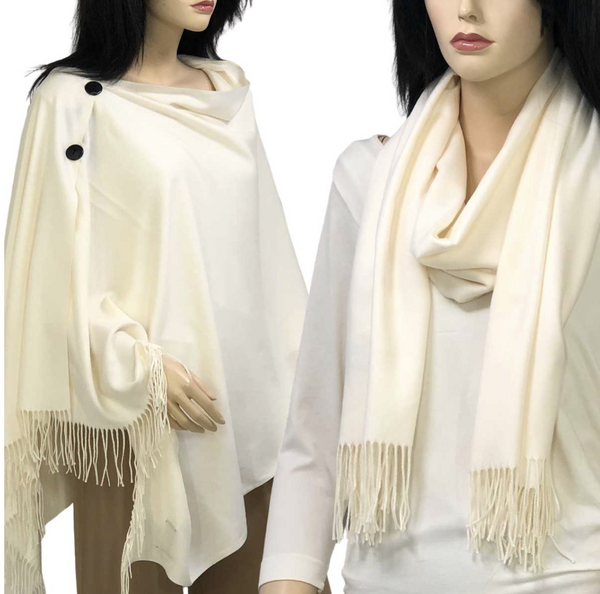 Ivory Wooden Button Shawl