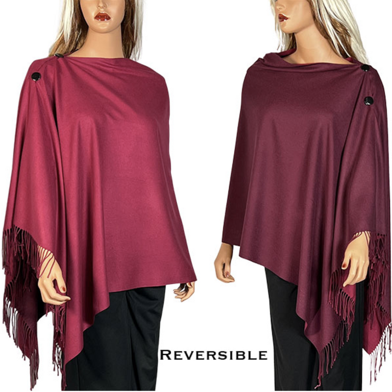 Berry Wooden Button Shawl