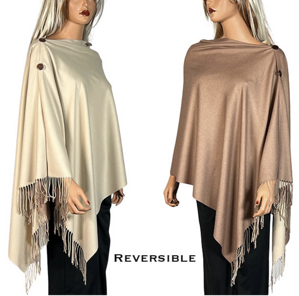 Nutmeg Reversible Wooden Button Shawl