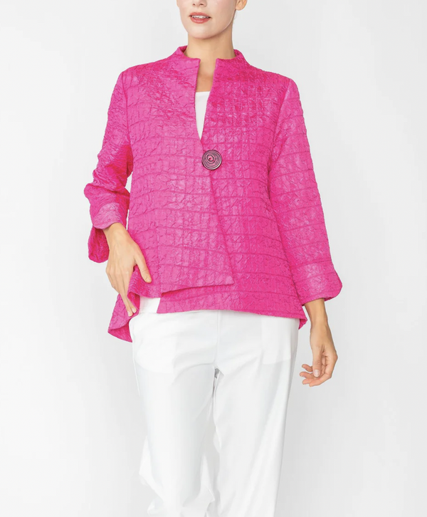 Fuchsia Crinkle Jacquard Jacket
