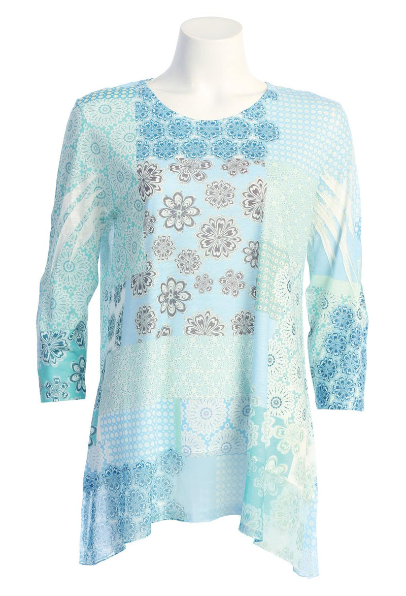 Aqua Mosaic Chiffon Top