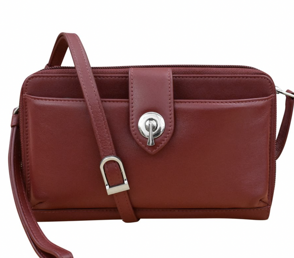 Merlot Leather Wallet Crossbody