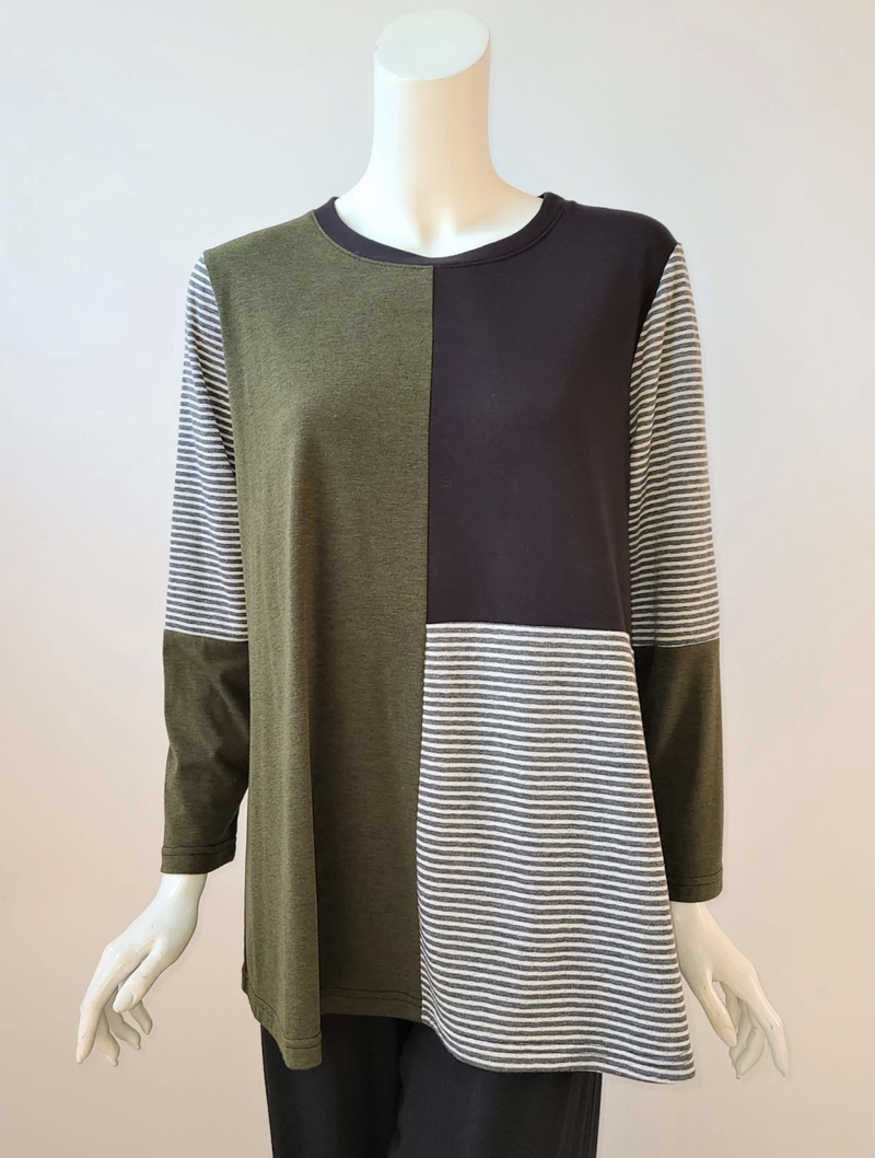 Olive Colorblock Top