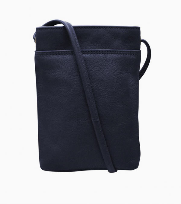 Navy Leather Organizer Crossbody