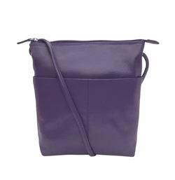 Purple Leather Pocket Crossbody