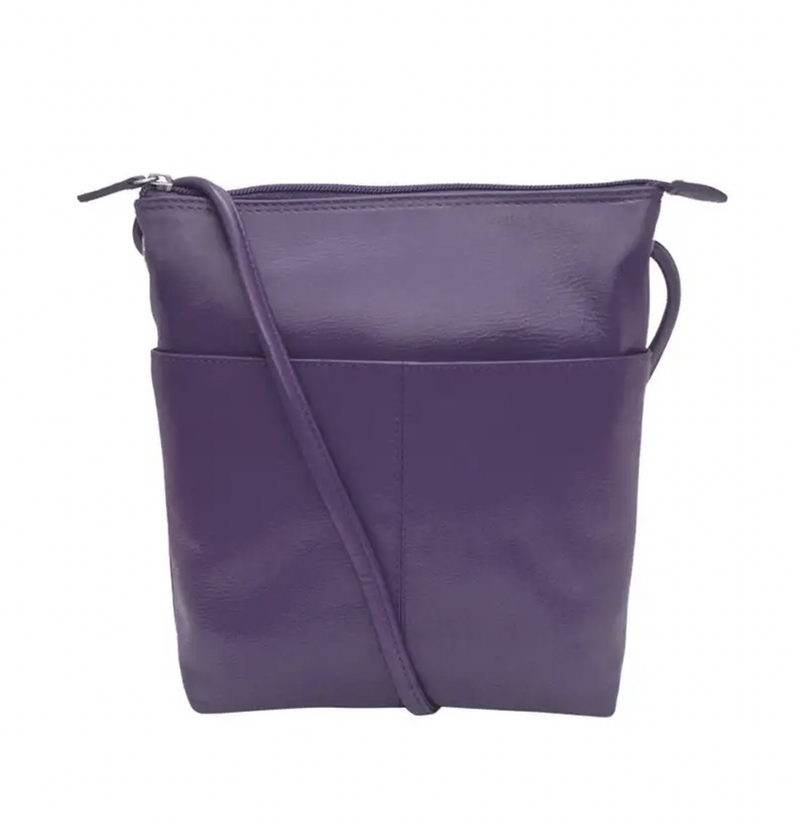 Purple Leather Pocket Crossbody