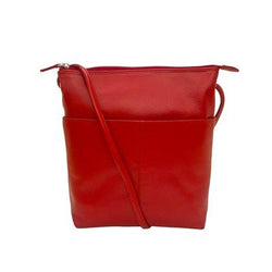 RED LEATHER BAG W/ZIP