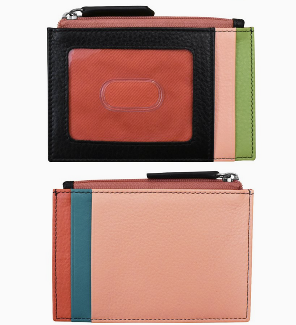 Peach mix Leather Credit Card Holder