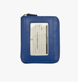 Cobalt Leather Zip Around Wallet