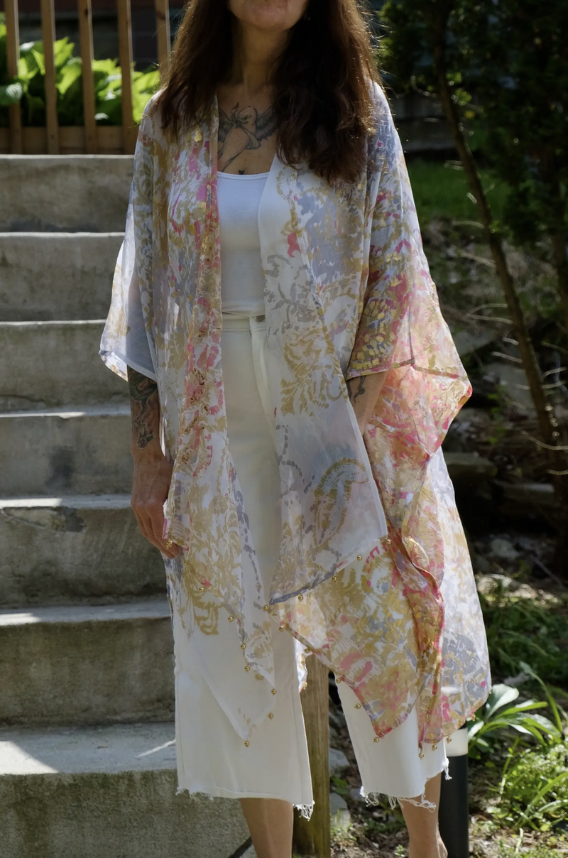 Ikat Paisley Foil Kimono