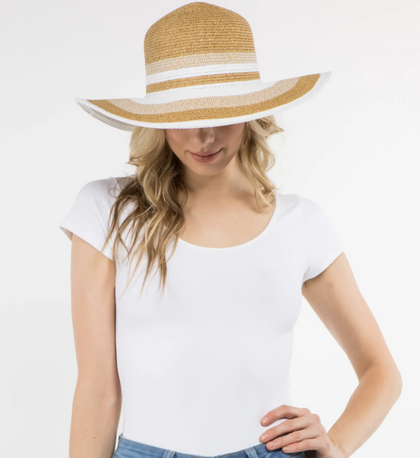 White Stripes Brim Hat
