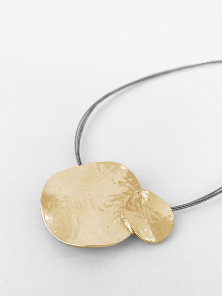 Gold Hammer Disc Necklace