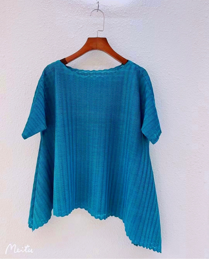 Teal Pleated Top