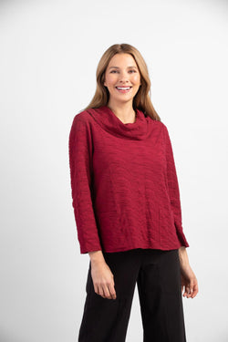 Red Wave Cowl Top