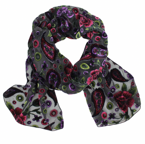 Magenta Paisley Velvet Scarf