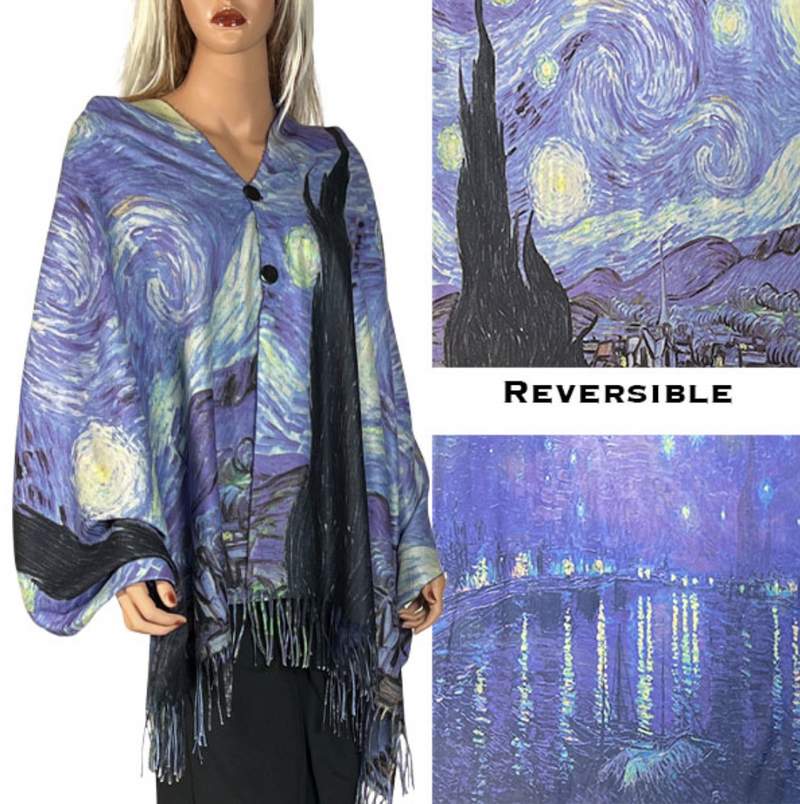 Starry Night Reversible Button Shawl