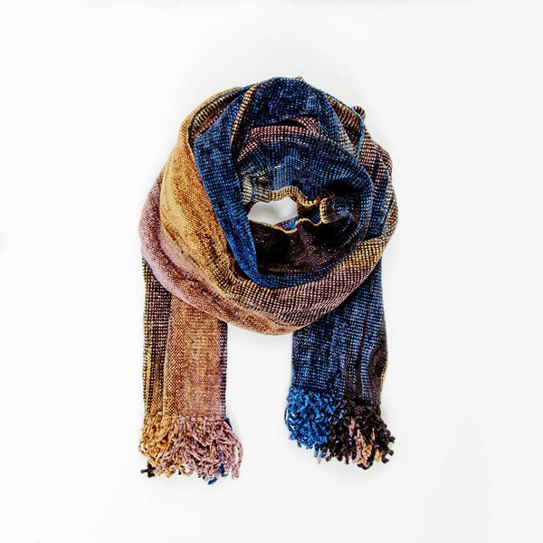 Golden Blue Bamboo Chenille Scarf