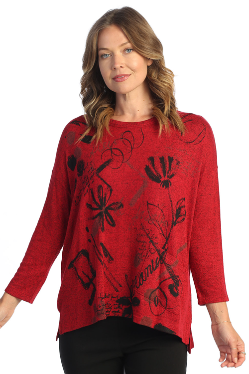 Red Art Sweater Top