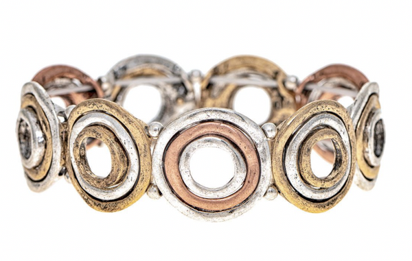Multimetal Circles on Circles Bracelet