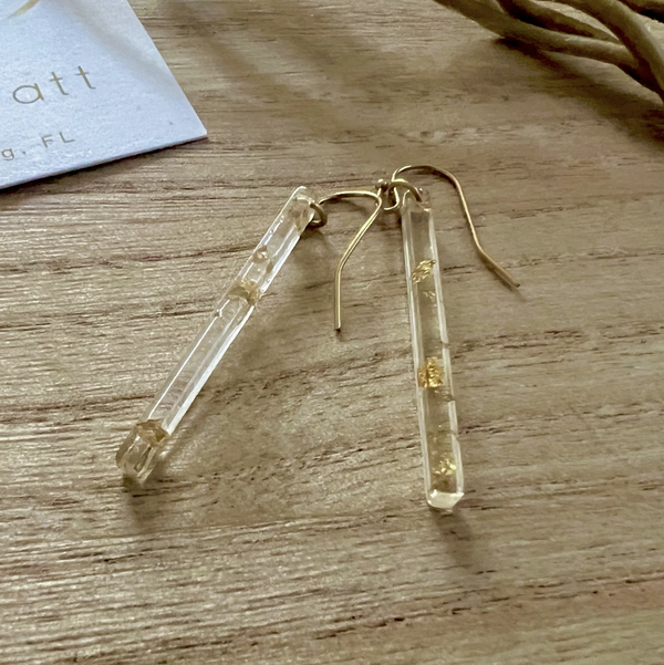 Lucite Gold Bar Earrings