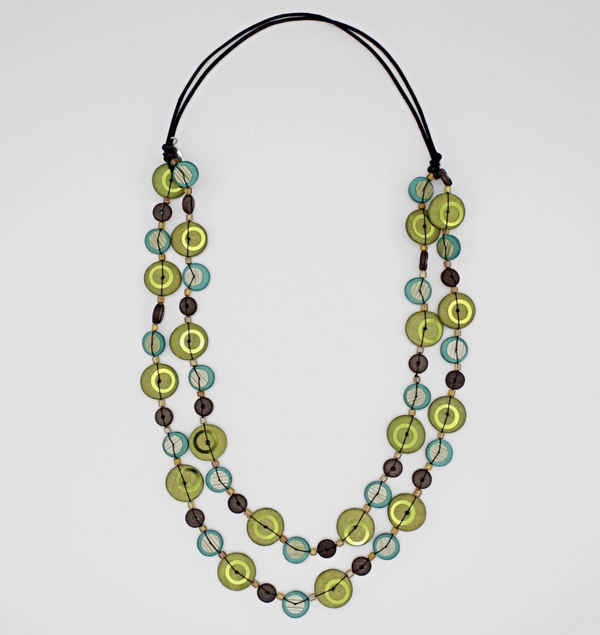 Green Bobbie Double Strand Necklace