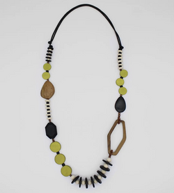 Lime Wood Bead Gabby Necklace