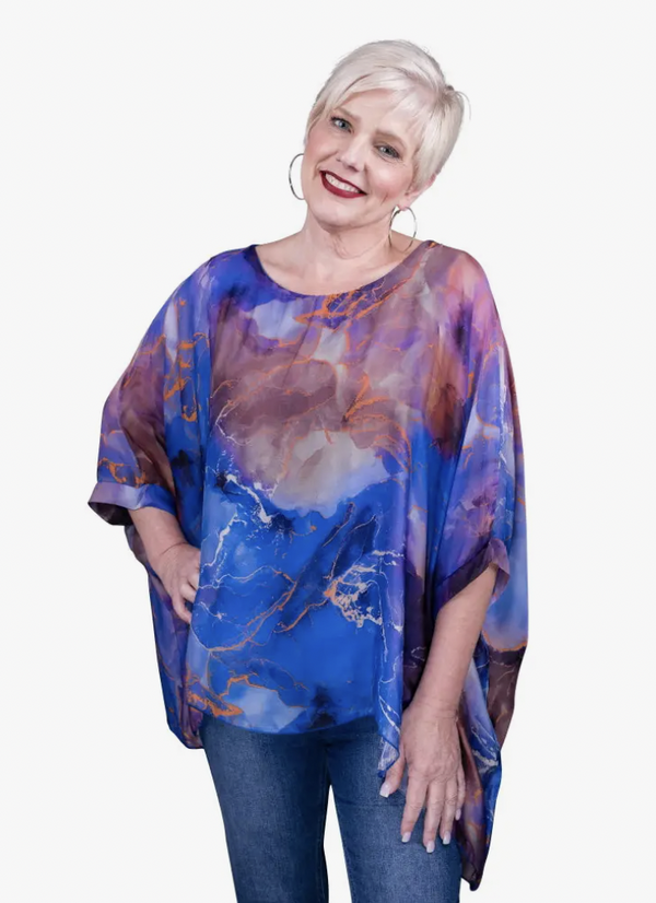 Geode Silk Kaftan Royal Blue