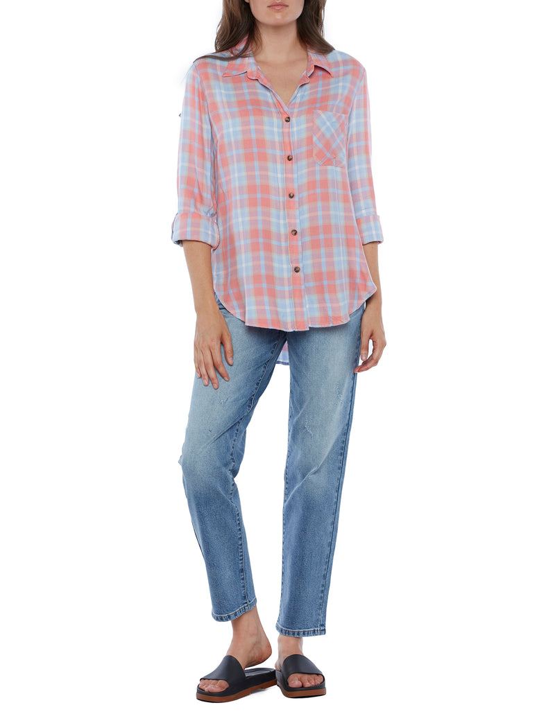 Melon Plaid Tencel Shirt