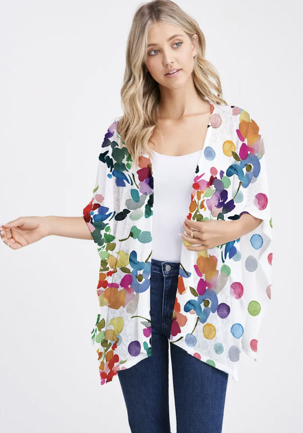 Polka Floral Shawl Jacket