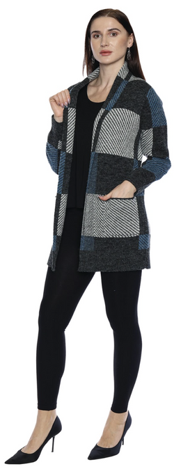 Teal Block Cardigan